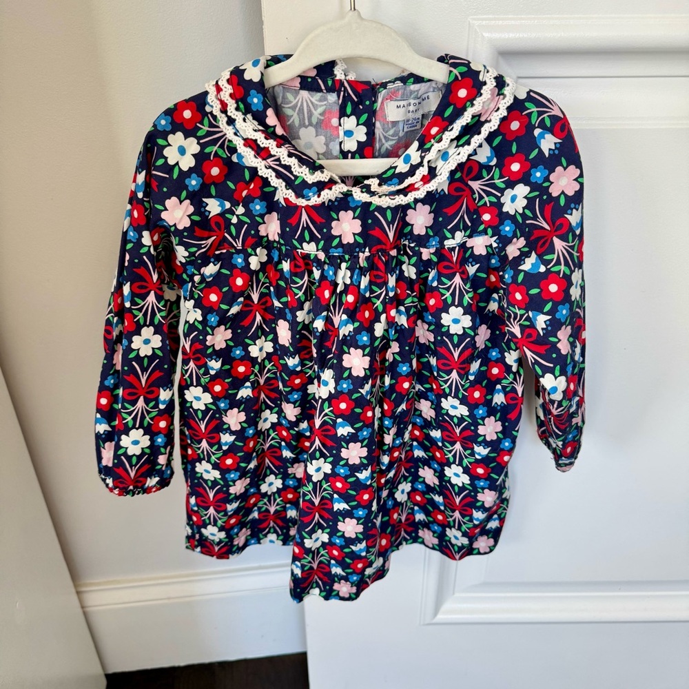 Maison Me Baby Mimi Dress, Navy Kaleidoscope Flower, Size 18-24 months